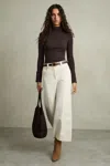 Reiss Burgundy Rib-knit High-neck Top