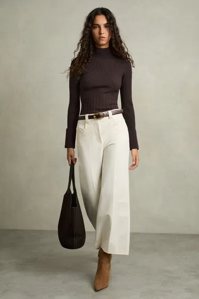 Reiss Burgundy Vienne Rib-knit High-neck Top