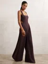 Reiss Burgundy Wide-leg Cut-out Jumpsuit In Brown