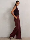 Reiss Burgundy Wide-leg Pintuck Trousers