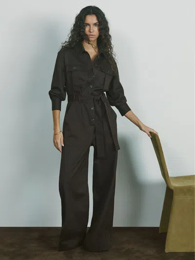 Reiss Burgundy Wide Leg Utility Jumpsuit