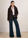 Reiss Burgundy Wool-blend Double-breasted Short Coat In Burgundy
