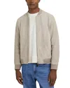 Reiss Burnham Long Sleeved Suede Bomber Jacket In Neutral
