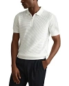Reiss Burnham Textured Half Zip Short Sleeve Polo Shirt In Optic White