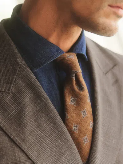 Reiss Burnt Orange Silk Diamond Medallion-print Tie