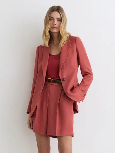 Reiss Burnt Red Petite Single-breasted Peak-lapel Suit Blazer In Burgundy