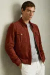 Reiss Burnt Red Suede Zip-through Jacket