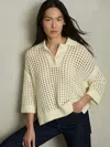 Reiss Womens Buttermilk Reika Collared Crochet Cotton Jumper In Yellow