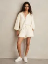 Reiss Buttermilk Cream Modal-blend Interlock Jersey Shorts In White