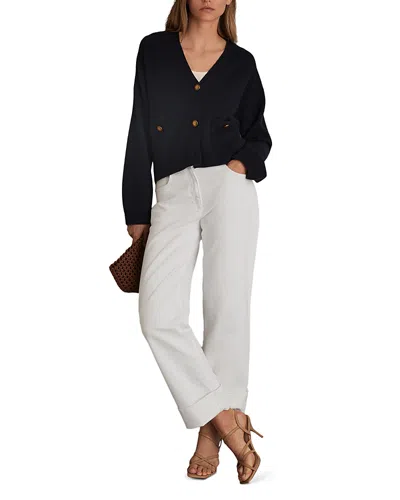 Reiss Button Front Cardigan In Black