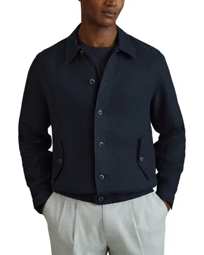 Reiss Cadiz-ls Linen Overshirt In Blue