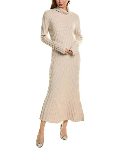 Reiss Cady Knitted Rib Wool & Cashmere-blend Dress In Neutral