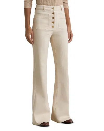 Reiss Cali High Rise Flare Leg Jeans In Ecru In Neutral