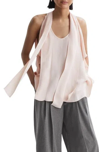 Reiss Calista Tie Neck Draped Shell In Light Beige