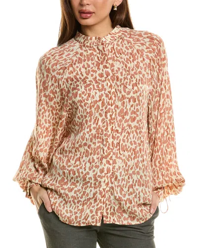 Reiss Calla Blouse In Brown