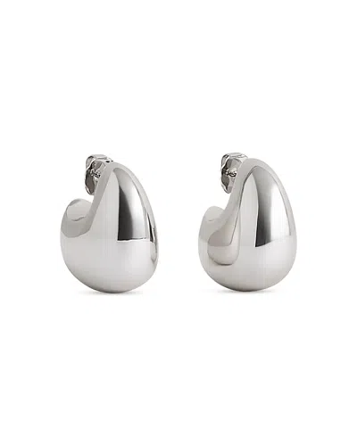 Reiss Calla Curve Scoop Drop Earrings In Silver Tone