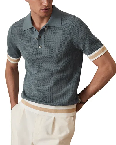 Reiss Callie Striped Cuff Polo Shirt In Gray