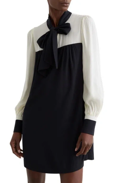Reiss Cam Tie-neck Shift Dress In Black