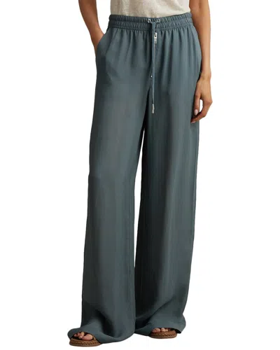 Reiss Blue Drawstring Zip-front Wide Leg Trousers