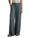 Reiss Blue Drawstring Zip-front Wide Leg Trousers In Blue