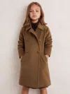 Reiss Camel 13-14 Yrs Wool-blend Double-breasted Coat In Brown