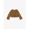 Reiss Ami Cropped Collarless Wool-blend Jacket 13-14 Years Camel In Brown