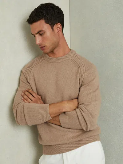 Reiss Camel Brown Cloud Wool-blend Raglan-sleeve Jumper