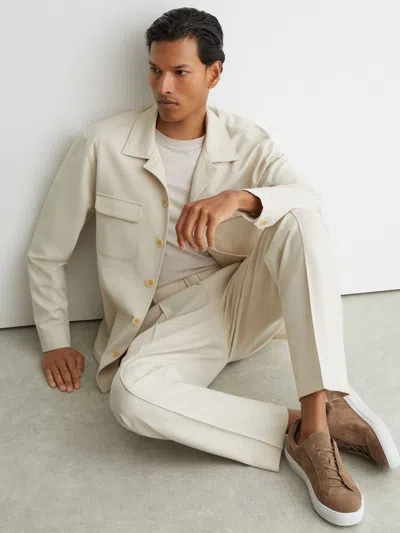 Reiss Camel Brown Jenson Suede Lace-up Trainers