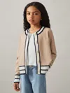 Reiss Camel Claire 9-13 Yrs Merino-blend Varsity Cardigan With Cashmere
