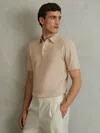 Reiss Camel Cotton Blend Contrast Polo Shirt