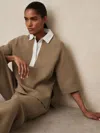 Reiss Camel Cotton-blend Interlock Collar Sweatshirt In Brown