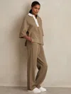 Reiss Camel Cotton-blend Interlock Wide-leg Joggers In Brown