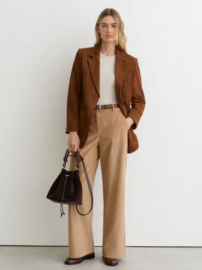 Reiss Camel Cotton Corduroy Wide-leg Trousers In Brown