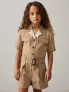 Reiss Camel Cotton-lyocell Utility Playsuit In Brown