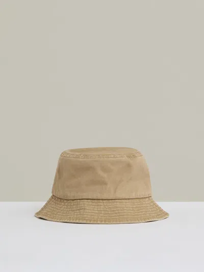 Reiss Camel Cyrus Cotton Logo-embroidered Bucket Hat In Brown