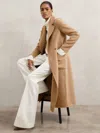 Reiss Camel Double-breasted Blindseam Coat Wool-blend In Brown
