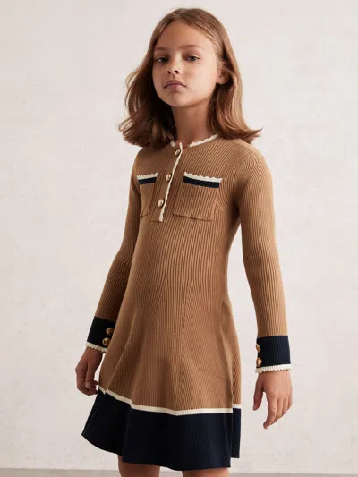 Reiss Camel Dress In Multi
