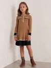 Reiss Camel 3-9 Yrs Scallop-trim Rib-knit Dress In Multi