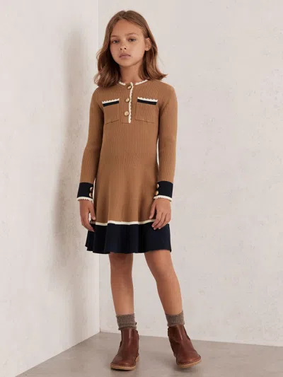 Reiss Camel Dress In Multi
