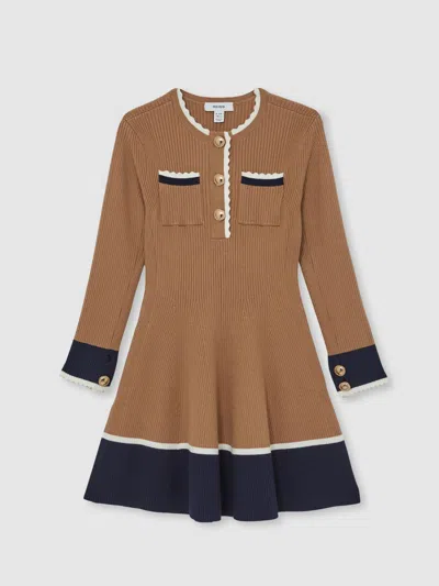 Reiss Camel Dress In Multi