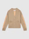Reiss Camel 13-14 Yrs Wool-blend Tipped Cardigan