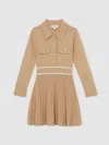 Reiss Camel 4-9 Yrs Knitted Contrast Stitch Dress In Neutral