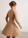 Reiss Camel 4-9 Yrs Knitted Contrast Stitch Dress In Brown