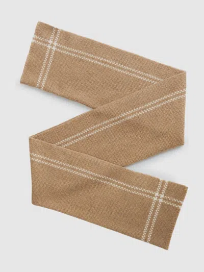 Reiss Camel Liana Wool-cashmere Fringed Scarf In Brown