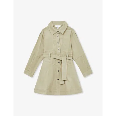 Reiss Kids' Camel Mara Tie-waist Corduroy Dress 4-13