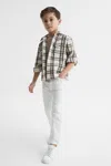 Reiss Camel Mason 9-12 Yrs Long Sleeve Brushed Check Overshirt
