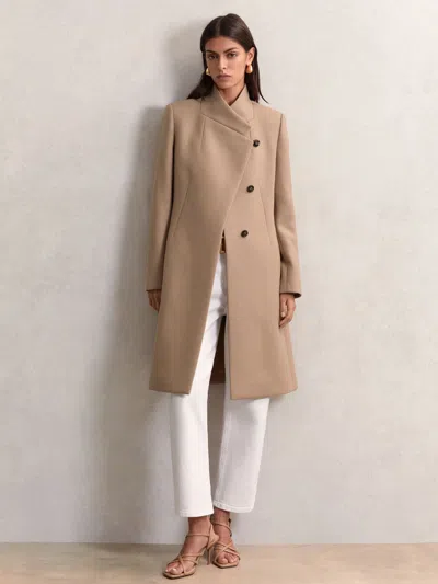 Reiss Camel Petite Coat In Brown