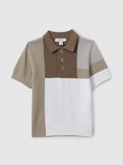 Reiss Camel Multi Charge 9-13 Yrs Colourblock Polo Shirt
