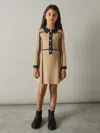 Reiss Camel Nic 9-13 Yrs Panel-intarsia Jersey Dress