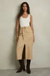Reiss Camel Cargo Pencil Skirt With Cotton In Camel